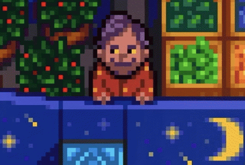 Stardew Valley Character Waiting At Night Market GIF