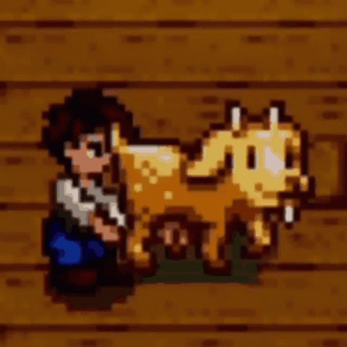 Stardew Valley Game Character Milking Cow GIF