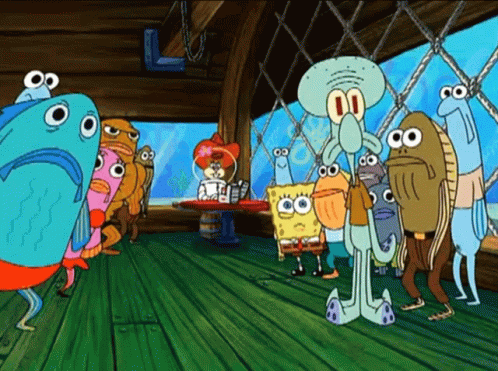 Spongebob Characters Stare To Something GIF