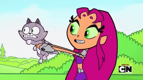 Starfire Swallowing Cat GIF