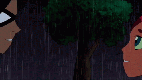 Starfire And Robin Kissing GIF