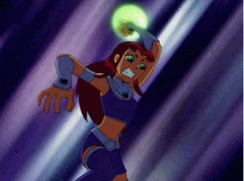 Starfire Throwing Green Energy GIF