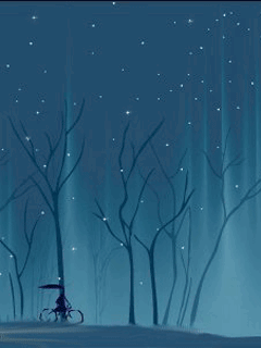 Starry Night Featuring Person With Bicycle GIF