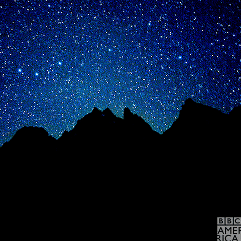 Starry Night With Mountain Silhouettes GIF