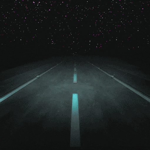 Stars Twinkling Road Lines Shown GIF