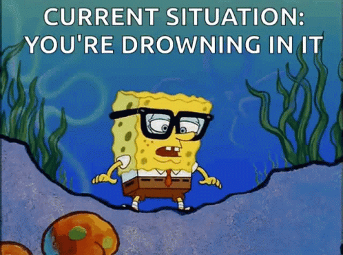 Startled Spongebob Drowning In Water GIF