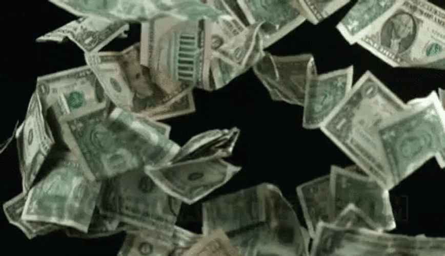 Stash Of Money Falling From Sky GIF