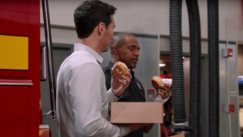 Station 19 Travis Montgomery Eating Donut GIF