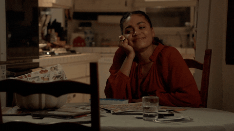Station 19 Victoria Hughes Sitting In Table GIF