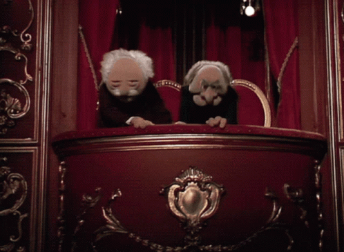 Statler And Waldorf Listening To Each Other GIF