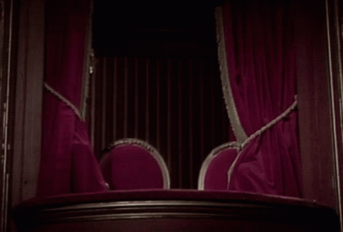 Statler And Waldorf Peeking Behind Curtain GIF