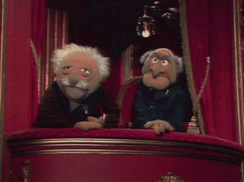 Statler And Waldorf Talking At Balcony GIF