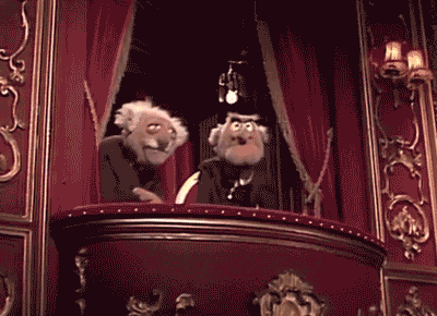 Statler And Waldorf Walking Out GIF