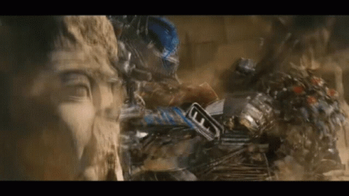 Statue and Robot Close Up Movie Scene