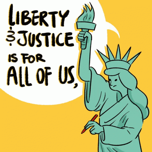 Statue Of Liberty With Liberty And Justice For All GIF