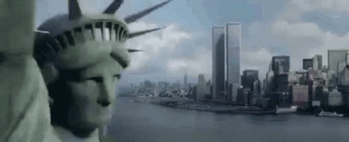 Statue of Liberty with Twin Towers