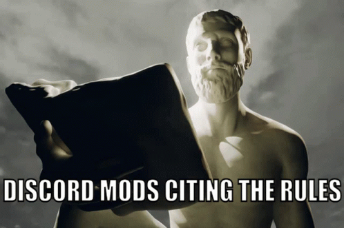 Statue Of Man Holding Book Saying Discord Rules GIF