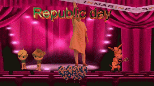 Statue Of Man On Stage With Republic Day GIF