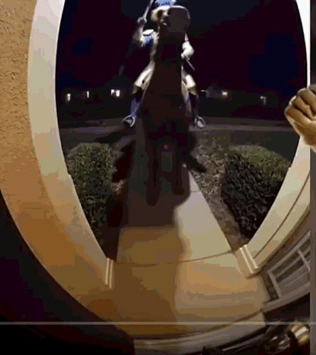 Statue Of Man Riding Horse In Front Of Door GIF