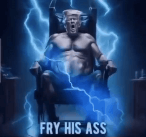 Statue of Man Sitting in Chair Saying Fry His Ass