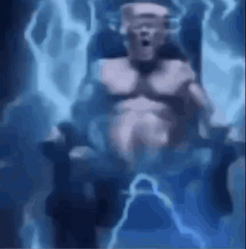 Statue of Man Sitting in Chair With Lightning Bolt