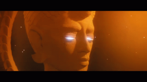 Statue of Man with Glowing Eyes