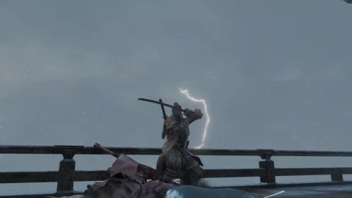 Statue of Man with Sword on Bridge
