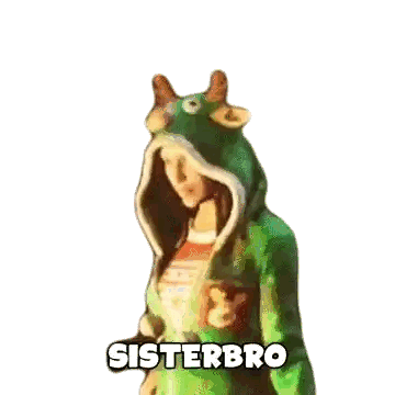 Statue of Woman in Green Hoodie Saying SisterBro