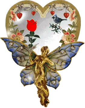 Statue of Woman With Butterfly Wings and Heart