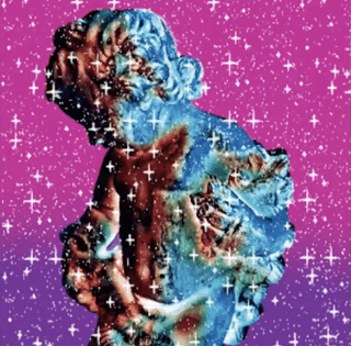 Statue With Purple Background And Stars GIF