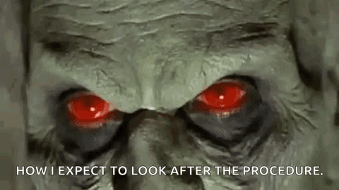 Statue with Red Eyes and Expectation Quote