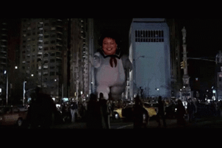 Stay Puft Giant Marshmallow Man Face Swap GIF