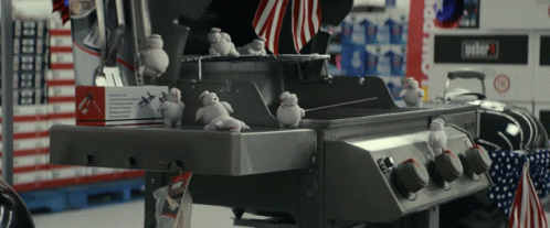 Stay Puft Marshmallow Man Walking On Fire GIF