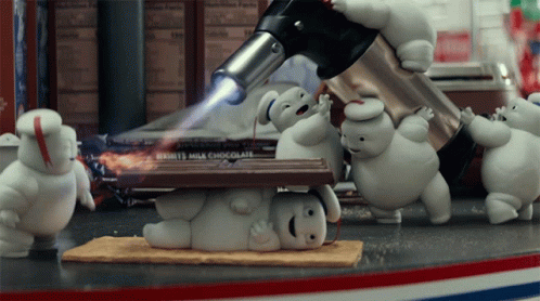 Stay Puft Marshmallow Man Blow Torch GIF