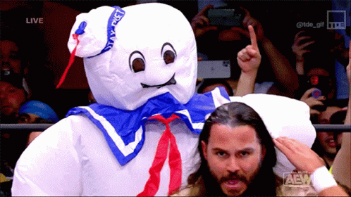 Stay Puft Marshmallow Man Adam Page Reveal GIF
