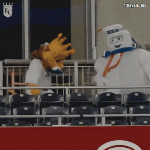 Stay Puft Marshmallow Man Mascot Fighting GIF