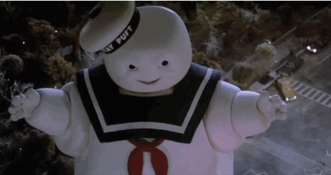 Stay Puft Marshmallow Man Floating Ghostbusters GIF