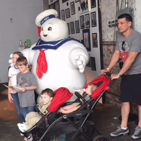 Stay Puft Marshmallow Man Photo Bomber GIF