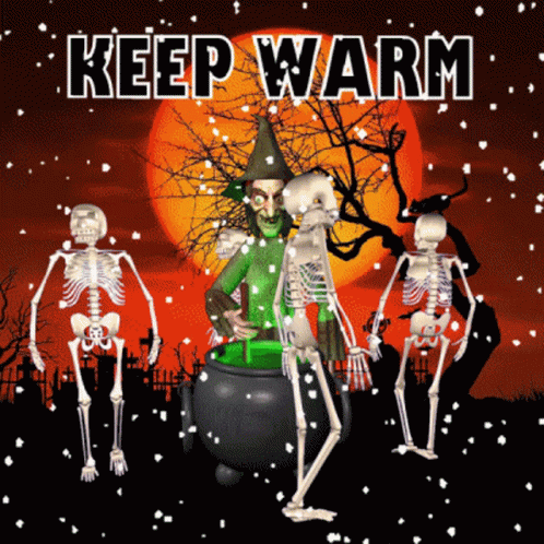 Stay Warm Halloween Skeletons GIF