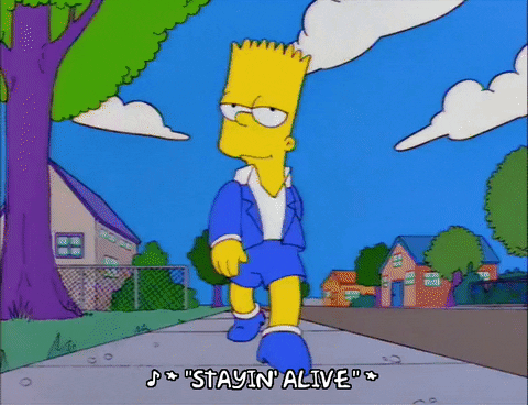Stayin Alive Bart Simpson Walking GIF