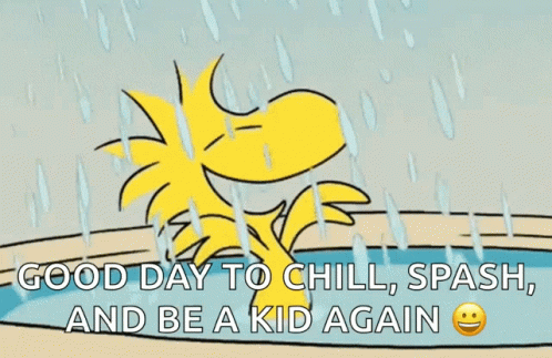 Staying Cool In The Pool With Woodstock GIF