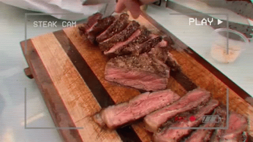 Steak Cam Playing Video Of Steak Being Sliced GIF