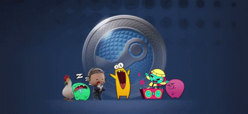 Steam Logo And Characters GIF