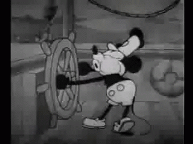 Steamboat Willie Mickey Mouse Driving GIF