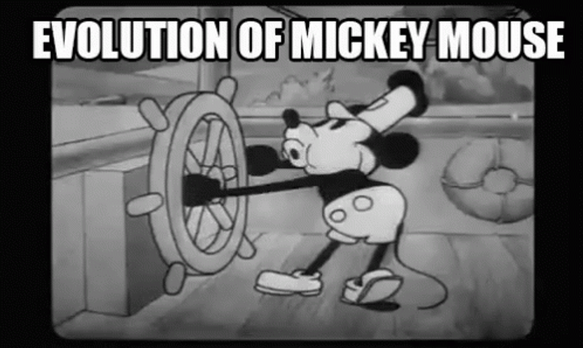 Steamboat Willie Mickey Mouse Evolution GIF