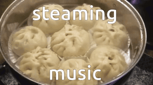 Steaming Music Is Written On A Picture Of Food GIF