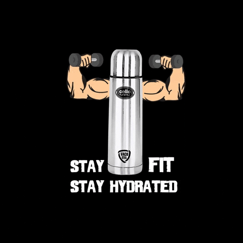 Steel Bottle Flexing Muscle Stay Fit Drink Water GIF