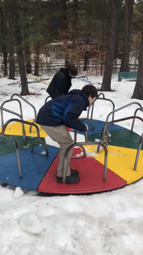 Steel Merry Go Round On Snows GIF
