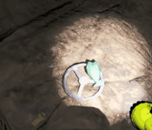 Steering Wheel On Ground In Dark Room GIF