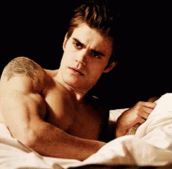 Stefan Salvatore Hot In Bed Confused Look GIF